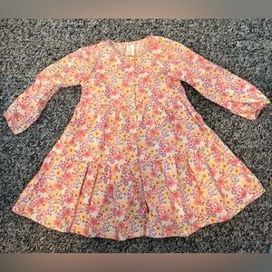 H&M Pink Floral Tiered Dress with Multicolor Blooms